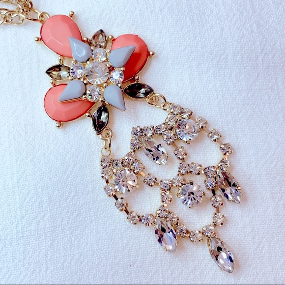 Big Stunning Rhinestones Resin Beads Pendant Long Necklace - Picture 6 of 9